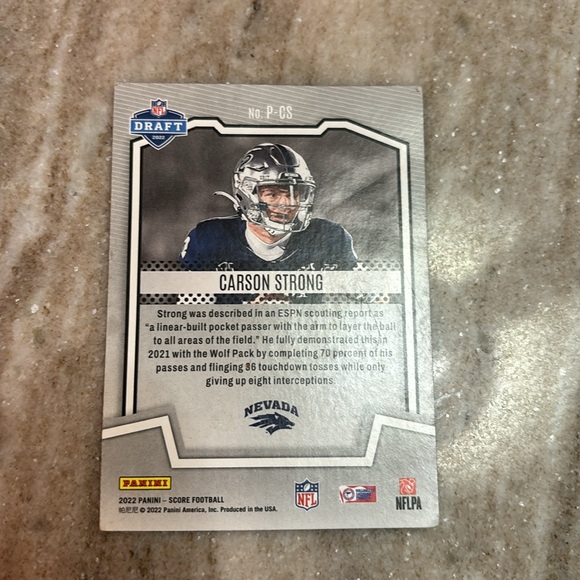 Carson Strong football card. Rookie - Picture 2 of 2
